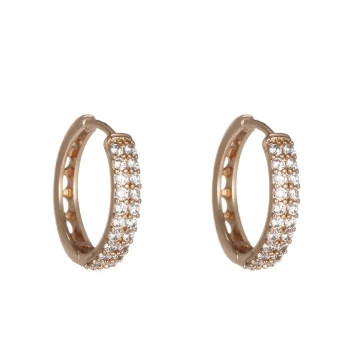 Boucles d'oreilles de luxe en or pur 24K 9999 pour femmes, anneau d'oreille élégant, Double diamant, boucle d'oreille