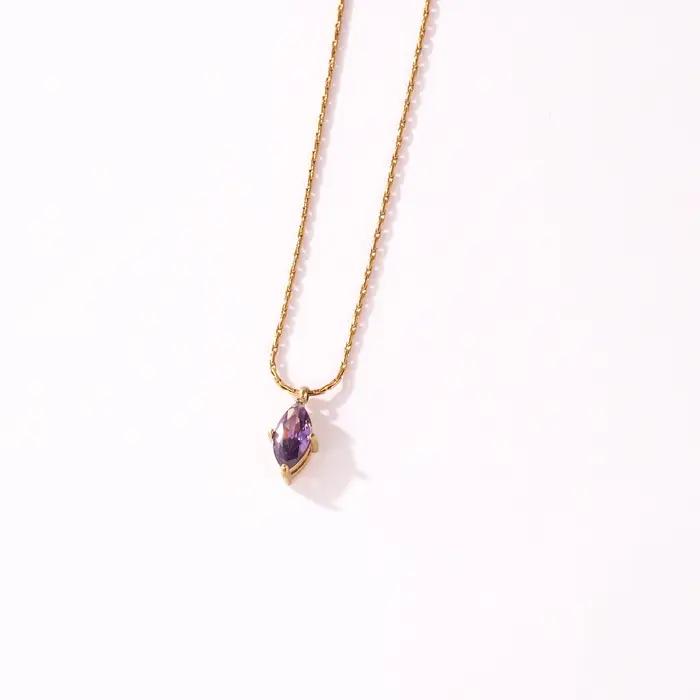 Collier en acier inoxydable avec pendentif pierre naturelle vintage pour femmes styles élégants occasions spéciales