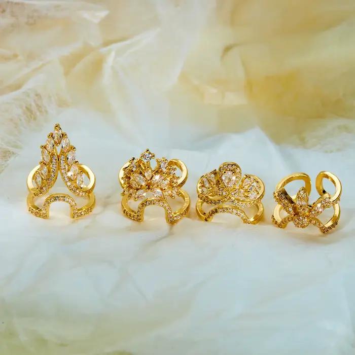 Bague d'ongle en zircon brillant exquise pour femme