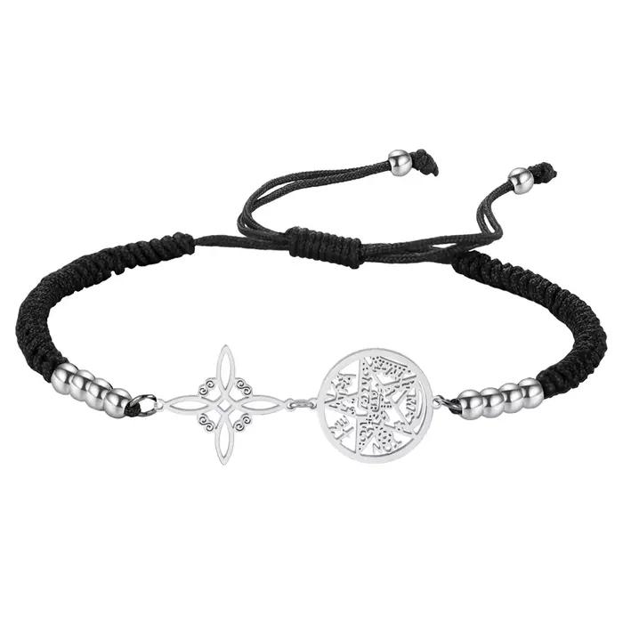 Bracelet Double Protection noeud de sorcière pentagramme tétragrammaton bijoux en acier inoxydable