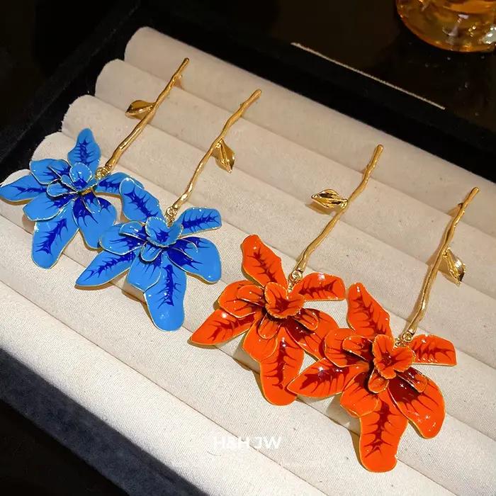 Boucles d'oreilles fleur design rétro élégantes et luxueuses accessoires pour oreilles bijoux femme occasions spéciales