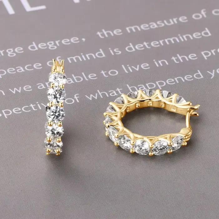 M-JAJA Moissanite boucles d'oreilles pour femmes 18K plaqué or blanc 925 en argent Sterling diamant boucle d'oreille de mariage bijoux à la mode