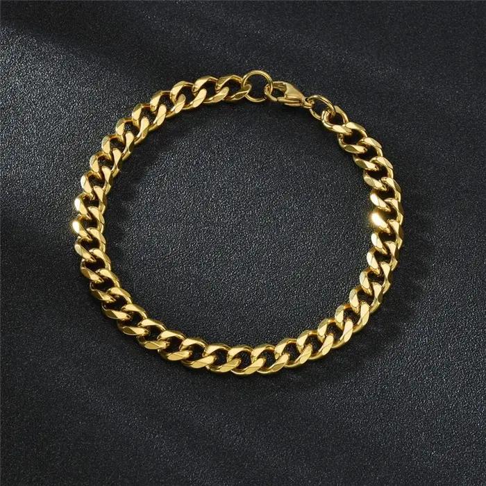 LETAPI mode acier inoxydable gourmette chaîne cubaine Bracelet pour hommes femmes Hip Hop Couple unisexe poignet main bijoux cadeau fête