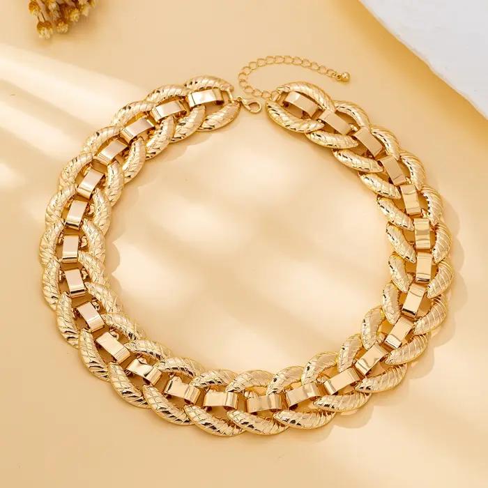 Collier pour femme, collier à chaîne à boucle ronde exagéré et tendance