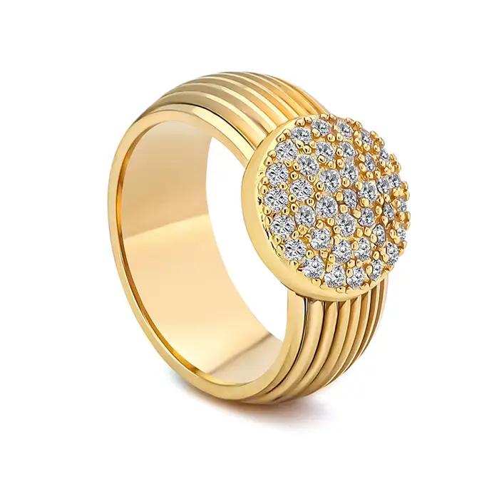 Bagues en Zircon Rose Plaqué Or 18K pour Femme – Bijoux Tendance Minimalistes de Luxe pour Quotidien et Soirées – Cadeau Idéal