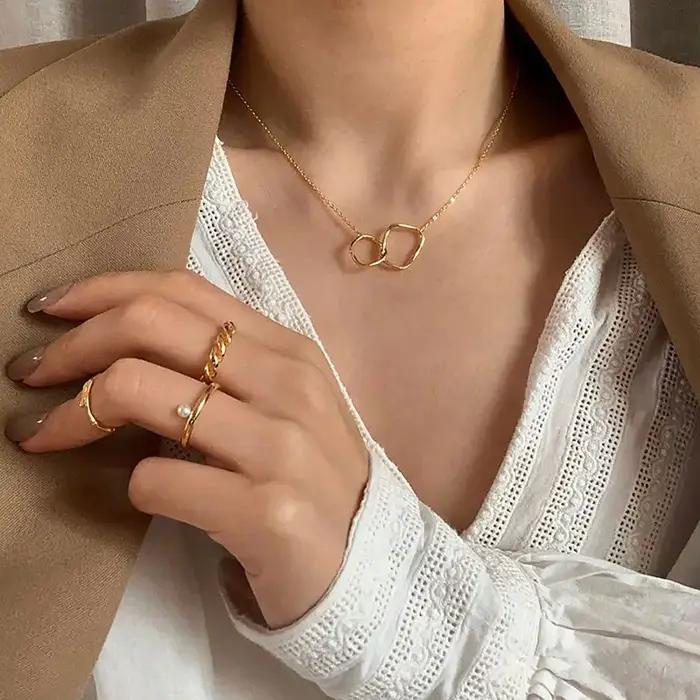 Collier Ras du Cou en Alliage de Zinc Finition Métallique pour Femme Élégant Occasions Spéciales