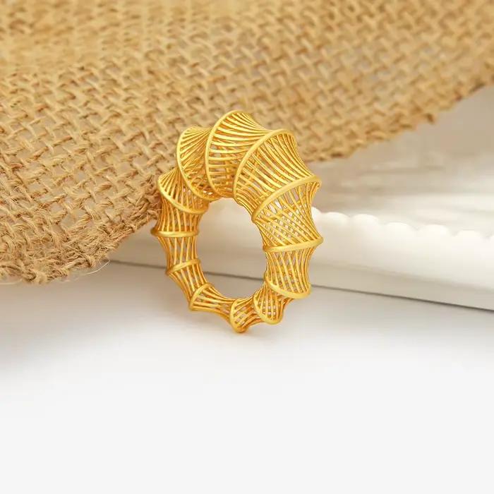 IVOG – bague luxueuse en bambou ajourée, bijoux personnalisés à motif de Texture de ligne d'arc irrégulière pour femmes, fête de mariage
