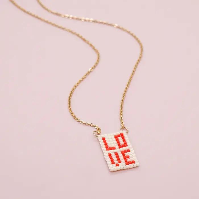 Collier de perles Design d'amour tricot à la main réglable originalité géométrie pendentif bohême marée Simple