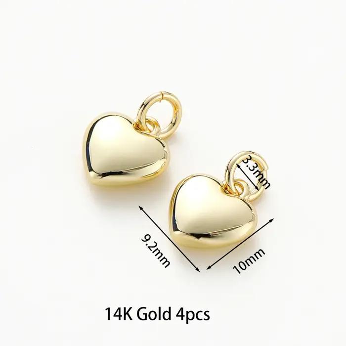 Charme de coeur plaqué or avec bague diabétique, collier, fournitures exécutives, solide, pendentif