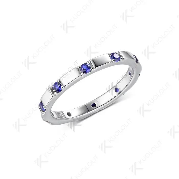 Kuololit 0.3CTW Lab Grown Blue Sapphire Band pour hommes femmes solide 18K 14K 10K or blanc bague de fiançailles en or pour cadeaux de Noël
