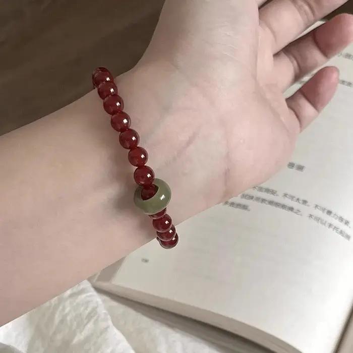 Bracelet en Agate rouge naturelle et Turquoise pour femmes, couleur rétro, Collision, année porte-bo