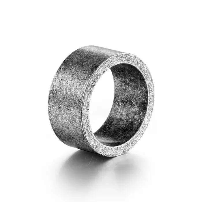 Bague en acier inoxydable couleur argent antique pour homme, bijoux vintage, nom gravé, logo, mariage familial, cadeau personnalisé