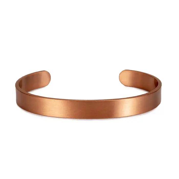 Vinterly Bracelets en cuivre pur pour femmes hommes unisexe 9.5mm de large réglable manchette ouverte