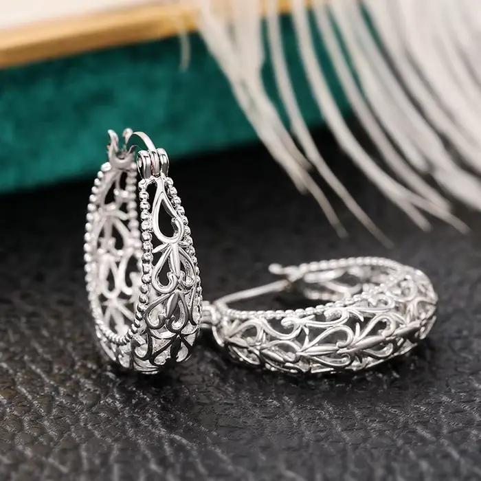Huitan – boucles d'oreilles créoles au Design ajouré pour femme
