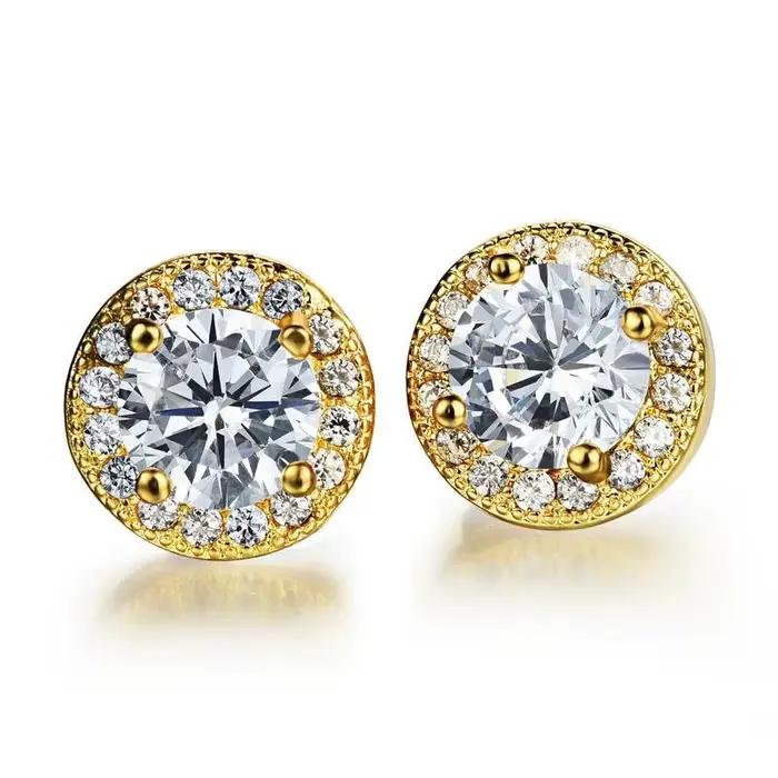 Boucles d'oreilles de luxe en zircone cubique or jaune pour femmes occasions spéciales vintage elegance discothèque soirée mariage