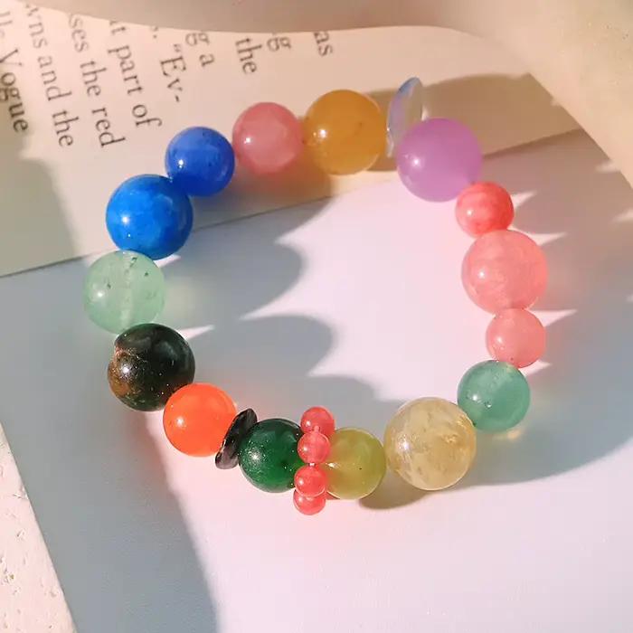 Bracelet en cristal multi-trésor coloré design fait à la main porte-bonheur cadeau accessoire émotionnel pour femmes occasions spéciales