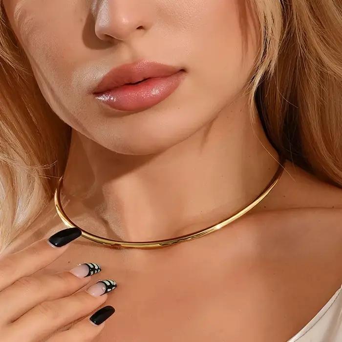 Collier ras du cou vintage punk gothique couleur or argent chaîne lisse bijoux de déclaration mode pour femmes occasions spéciales