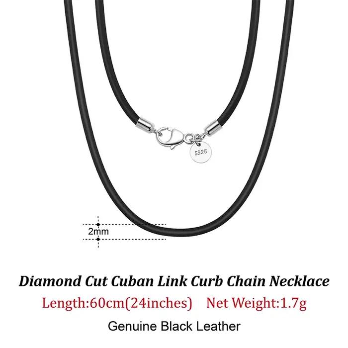 Collier Rinntin en argent sterling 925 avec cuir italien marron pour homme et femme, cadeau idéal pour les occasions spéciales