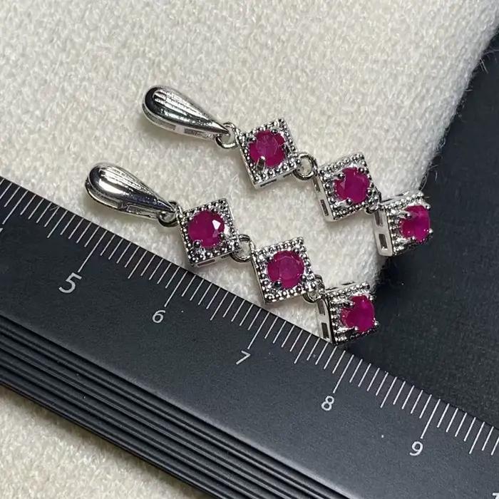Boucles d'oreilles ovales en rubis naturel, en argent, de luxe, pour femmes, joli cadeau, bijoux fins