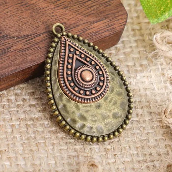 Pendentif en forme de larme style rétro vintage ethnique bohème en alliage de zinc pour création de bijoux personnalisés pour femme