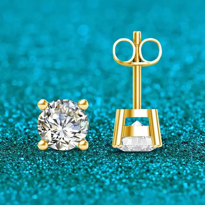 Szjinao réel complet 18k boucles d'oreilles en or AU750 Moissanite diamant véritable or femmes bijoux Certifid K or luxu