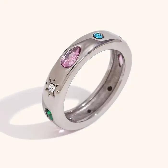 La.Muses – bagues simples en zircone cubique, en acier inoxydable haut de gamme, en or 18 carats pou