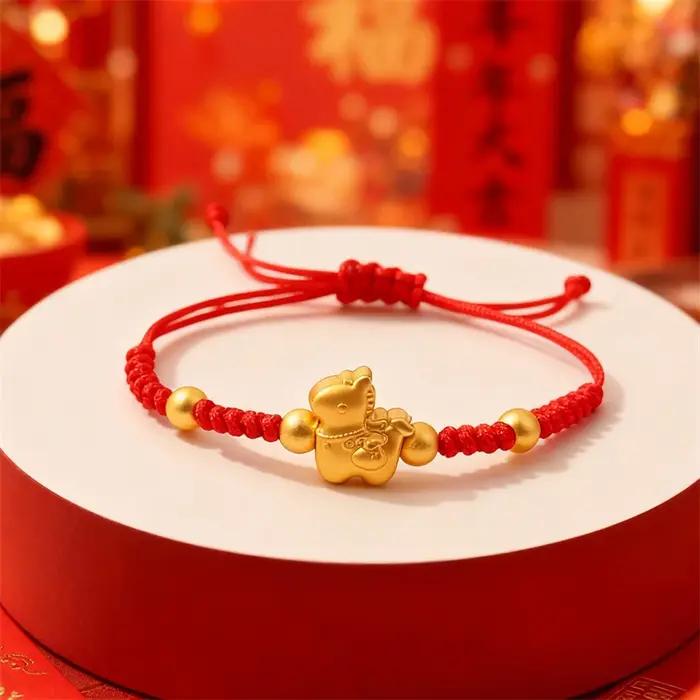 Bracelet en corde tressée rouge porte-bonheur pour femmes année du cheval 2026 style chinois bijoux de bénédiction nouvel an cadeau occassionnels