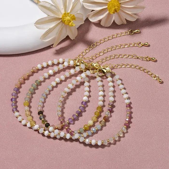 Bracelet rondelles à facettes en pierre naturelle Tourmaline Prehnite Améthyste pour femmes élégantes et bohèmes occasions spéciales