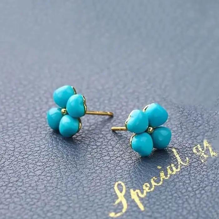 Boucles d'oreilles en argent plaquées pour femmes, design classique, coeur bleu, occasion spéciale, cadeau d'anniversaire