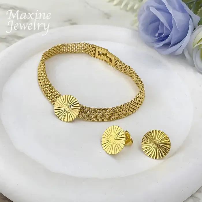 Ensemble de bijoux dorés classiques de luxe pour femmes