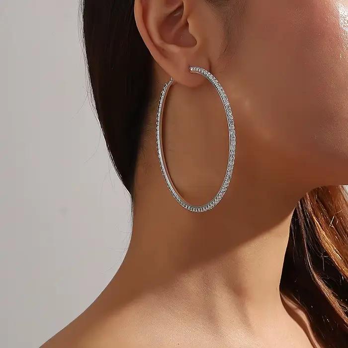 Boucles d'Oreilles Créoles Exquises en Or Jaune Clair Grande Taille pour Femmes Occasions Spéciales Style Vendange Élégantes à Offrir