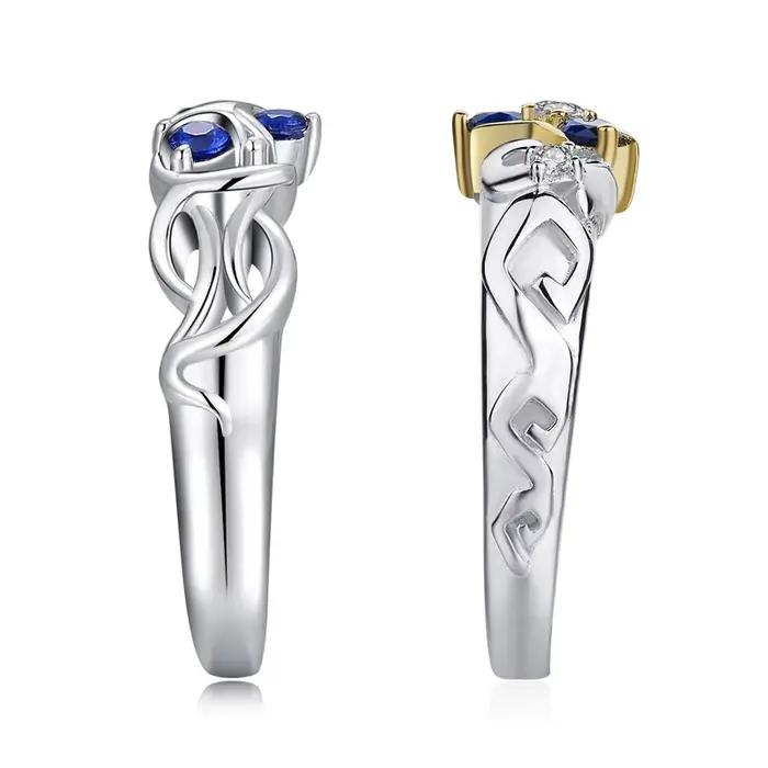 Bague en argent sterling 925 sertie de zircone bleue ethnie Zelda Zora pour engagement et occasions spéciales