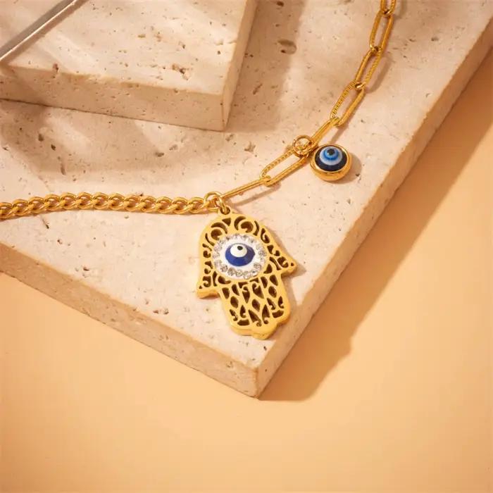 Hamesh main de Fatima mauvais œil Bracelet pour femmes hommes amulette cadeau bijoux en acier inoxydable