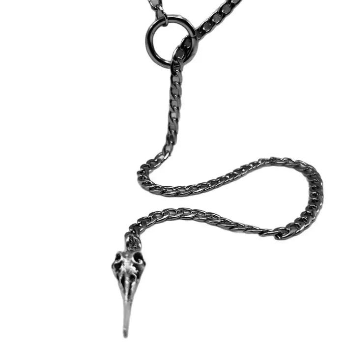 Collier pendentif en acier inoxydable en forme de Y avec crâne gothique pour femme, bijoux de costume rébellions pour fête d'Halloween, cadeaux