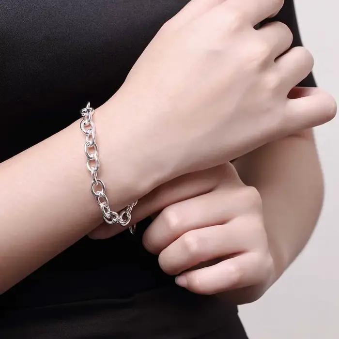 Bracelet en argent Sterling 925 pour hommes et femmes, bijoux à la mode, classique, Simple, élégant, cadeaux d'anniversaire