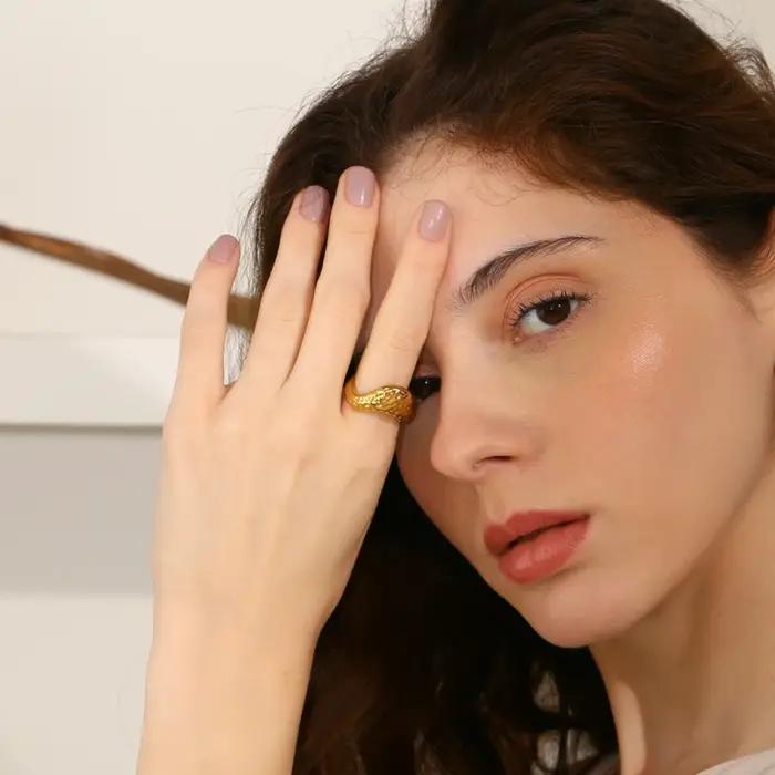 E.B.belle-Bague plaquée or 18 carats pour femme