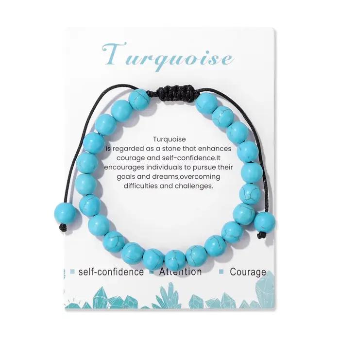 Bracelets de perles en pierre naturelle pour hommes et femmes, ULréglable, bracelet tressé avec cart