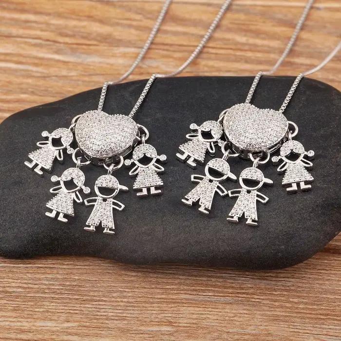 AIBEF – colliers avec pendentif tendance pour garçon/fille, breloque pour femme, chaîne mignonne, ras du cou, cœur, bijoux de famille, cadeaux d'anniversaire pour fils/fille