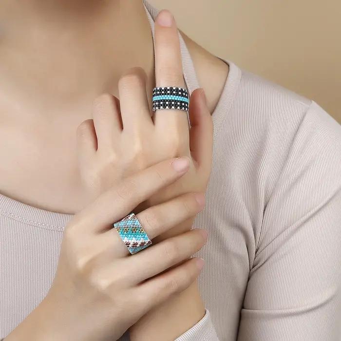 Bague Miyuki bleue bijou moderne en perles pour femmes élégante à offrir pour diverses occasions spéciales