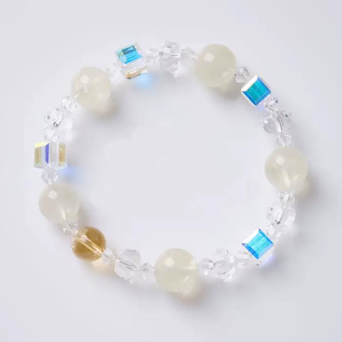Bracelets élégants en améthyste naturelle et quartz citron de 8 mm pour femmes, bracelets extensibles en cristal de verre facetté, bijoux