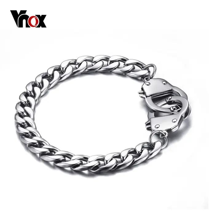 Bracelet en acier inoxydable plaqué argent forme menotte élégant pour homme femme occasions diverses cadeau original