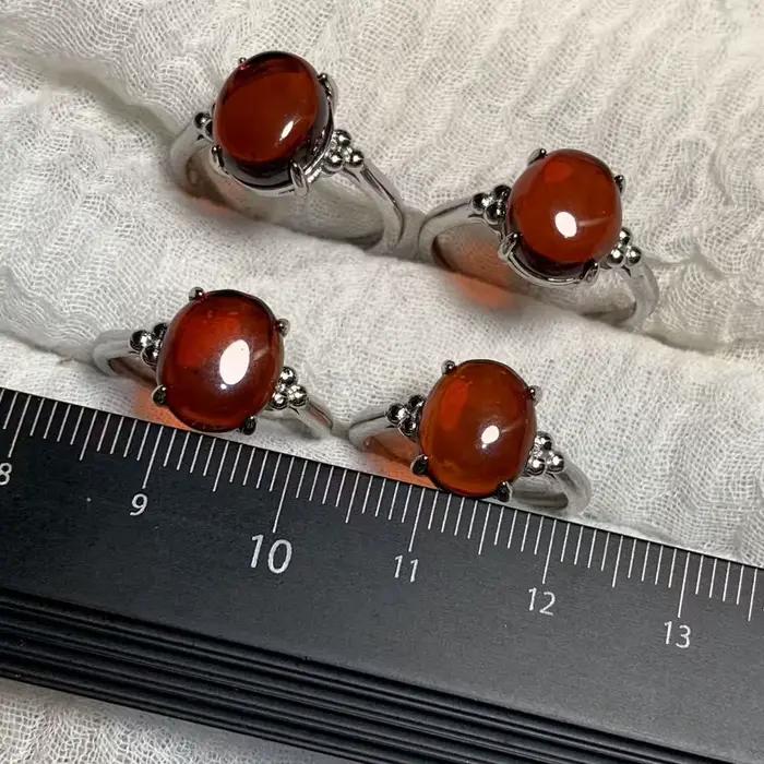 Bague en ambre naturel avec tourmaline or rose pour femmes romantique et mignon style végétal bijou de mariage cadeau spécial