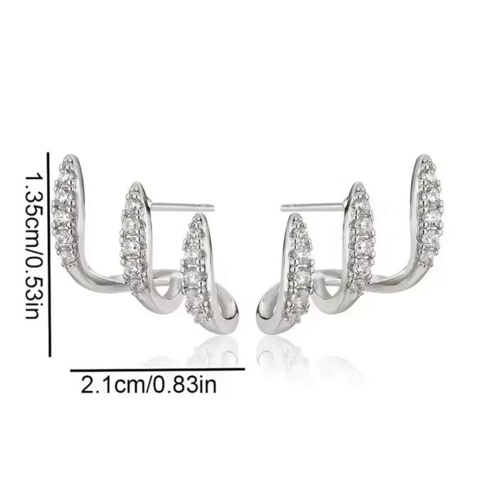 Boucles d'oreilles élégantes à trois griffes en strass pour femmes