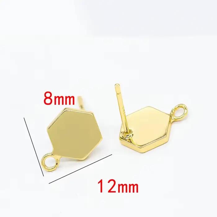 Boucles d'oreilles hexagonales plaquées or 14 carats, boucle d'oreille simple, crochet, matériel de bijoux pour le bricolage, boucle d'oreille exécutive, vente en gros, 6 pièces