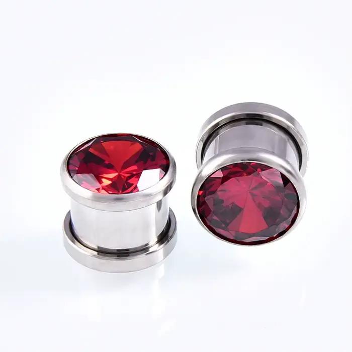 1 paire de bouchons d'oreille en cristal Zircon, boucles d'oreilles Tunnel, extenseurs de Cartilage, jauges, bouchons de chair et Tunnels, Piercing, bijoux pour le corps