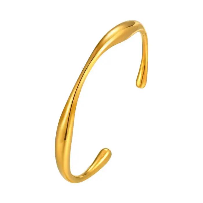 Bracelet de poignet en acier inoxydable doré, Simple, délicat, ouverture géométrique irrégulière, bijoux minimalistes pour femmes pour la fête des mères