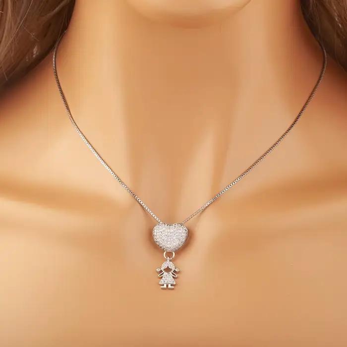 AIBEF – colliers avec pendentif tendance pour garçon/fille, breloque pour femme, chaîne mignonne, ras du cou, cœur, bijoux de famille, cadeaux d'anniversaire pour fils/fille
