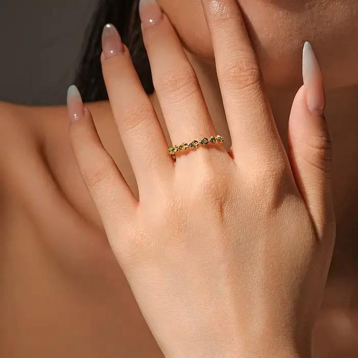 ANDYWEN – bague Vintage en argent Sterling 925, ligne creuse, Zircon vert, bijoux de luxe de Style rétro pour femmes, cadeau de fête et de rencontre