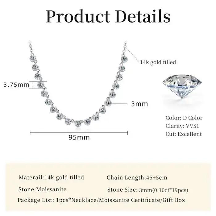 Collier style bulle en moissanite étincelante de 3 mm
