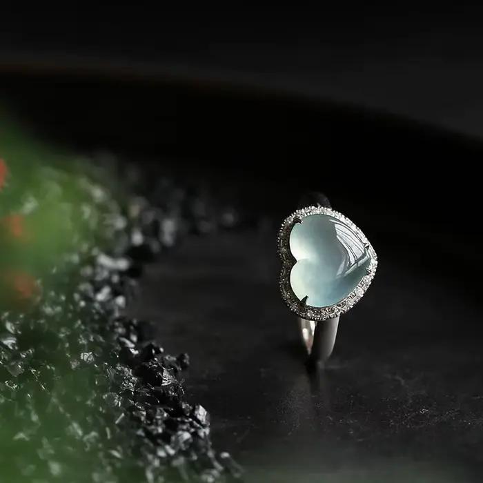 Bague en diamant réglable en forme de coeur, calcédoine naturelle, breloque rétro chinoise, bijoux en argent de marque pour femmes